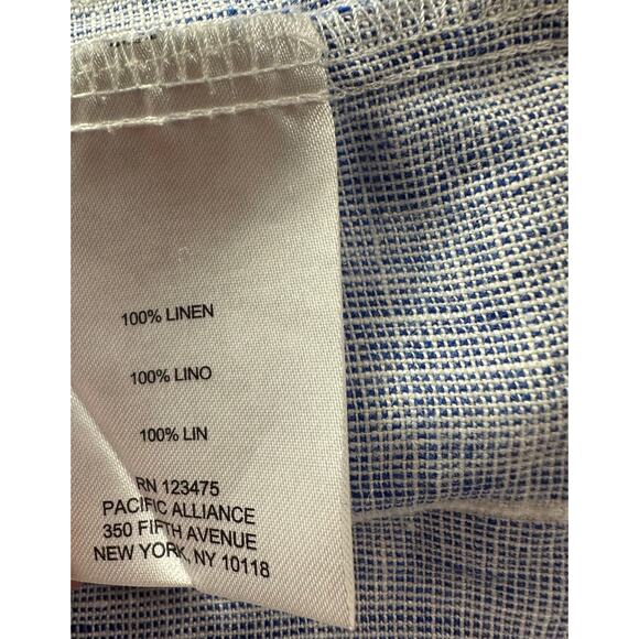 Ellen Tracy 100% Linen Top Womens Large Blue White Coastal Nautical Stripe - Picture 7 of 8